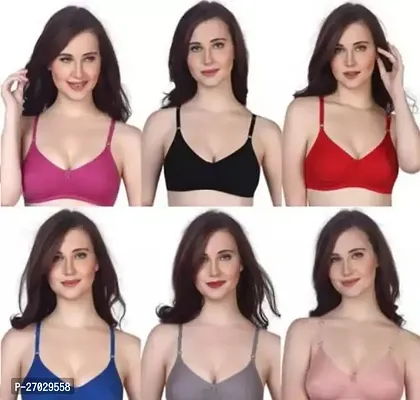 Buy Stylish Multicoloured Cotton Blend Solid Bras For Women, Pack Of 6  Online In India At Discounted Prices