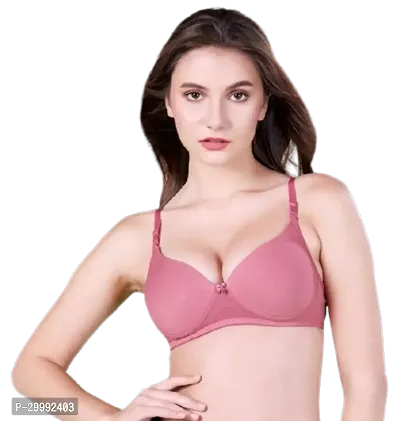 Stylish Pink Cotton Hosiery Solid Bras For Women-thumb0