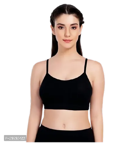 Stylish Black Cotton Hosiery Solid Bras For Women-thumb0