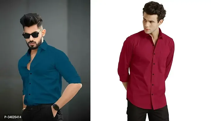 Reliable Polyester Casual Shirts For Men Pack Of 2-thumb0