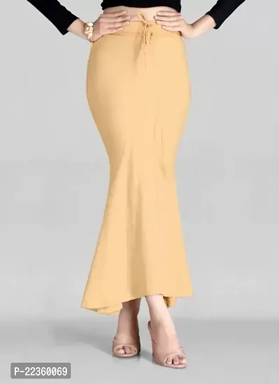 Stylish Beige Lycra Solid Saree Shapewear Petticoat For Women-thumb0