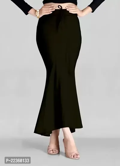Stylish Black Lycra Solid Saree Shapewear Petticoat For Women-thumb0