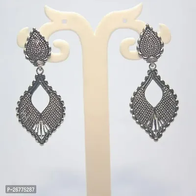 Elegant Silver Brass Drop Earrings For Women-thumb0