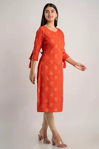 Elegant Orange Rayon Printed Kurta For Women-thumb1