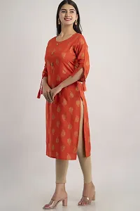 Elegant Orange Rayon Printed Kurta For Women-thumb2