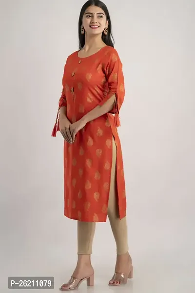 Elegant Orange Rayon Printed Kurta For Women-thumb3