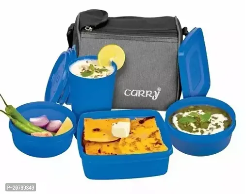 Classic Lunch Box (5 Pcs. Set), With 2 Round Containers, 1 Chapati/Rice Container And 1 Airtight Tumbler To Carry Liquids