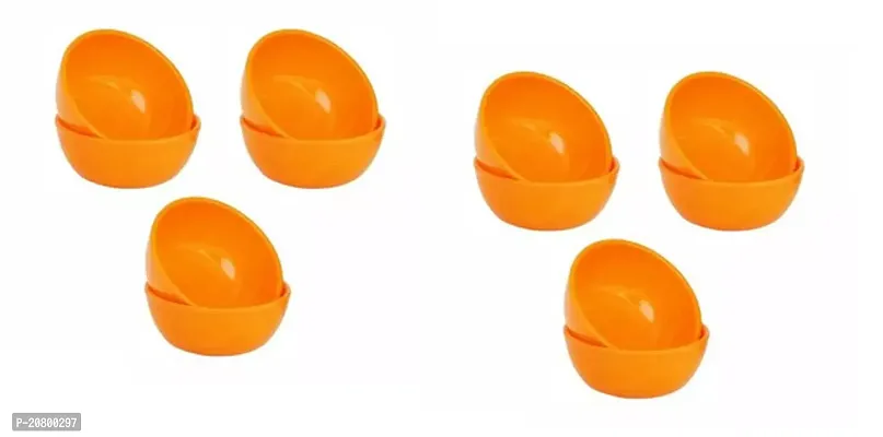 Classic Soup Plastic Vegetable Bowl (Orange, Pack Of 12)