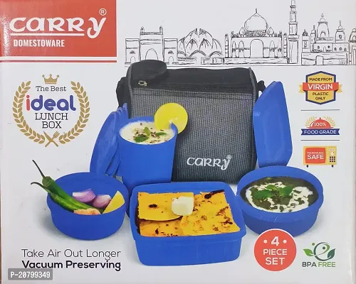 Classic Lunch Box (5 Pcs. Set), With 2 Round Containers, 1 Chapati/Rice Container And 1 Airtight Tumbler To Carry Liquids-thumb3