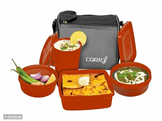 Classic Lunch Box (5 Pcs. Set), With 2 Round Containers, 1 Chapati/Rice Container And 1 Airtight Tumbler To Carry Liquids-thumb4