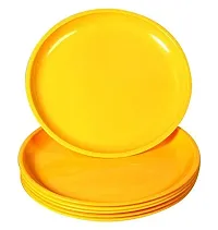 Carry Pack of 12 Plastic Microwave Safe  Unbreakable Round Full Dinner Plates for Dining Table, Home, Kitchen, Party, Restaurant Dinner Set (Yellow)-thumb2