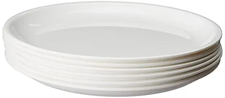 CARRY Pack of 12 Plastic Microwave Safe  Unbreakable Round Full Dinner Plates for Dining Table, Home, Kitchen, Party, Restaurant Dinner Set (White)-thumb3