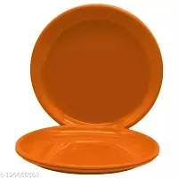 CARRY Pack of 12 Plastic Microwave Safe  Unbreakable Round Full Dinner Plates for Dining Table, Home, Kitchen, Party, Restaurant Dinner Set (Orange)-thumb3