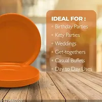 CARRY Pack of 12 Plastic Microwave Safe  Unbreakable Round Full Dinner Plates for Dining Table, Home, Kitchen, Party, Restaurant Dinner Set (Orange)-thumb4