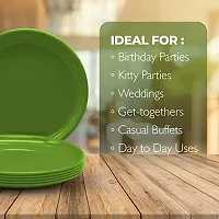 CARRY Pack of 12 Plastic Microwave Safe  Unbreakable Round Full Dinner Plates for Dining Table, Home, Kitchen, Party, Restaurant Dinner Set (Green)-thumb4