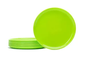 CARRY Pack of 12 Plastic Microwave Safe  Unbreakable Round Full Dinner Plates for Dining Table, Home, Kitchen, Party, Restaurant Dinner Set (Green)-thumb2