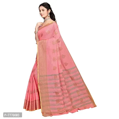 this is new VASTRA-Factory Store BANARASI LINEN pink SAREE COMES WITH LINEN SILVER BUTTA DESIGN-thumb3