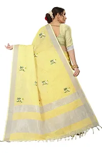 VASTRA Women's Cotton Blend Linen Saree with Unstitched Blouse Piece (Design -2)-thumb2