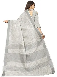 Vastra silver color silk blend saree with full original zari butta saree with blouse piece-thumb2