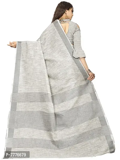 Vastra silver color silk blend saree with full original zari butta saree with blouse piece-thumb3