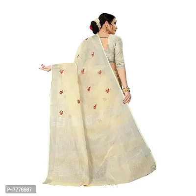 Vastra cream color Silk blend original zari butta saree for woman-thumb3