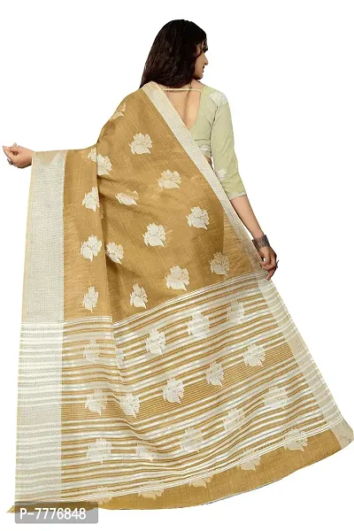 Vastra Gold color Cotton linen blend saree with full original zari butta saree for woman-thumb3