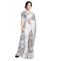 VASTRA-Factory Store BANARASI LINEN Silver SAREE COMES WITH LINEN SILVER BUTTA DESIGN-thumb4