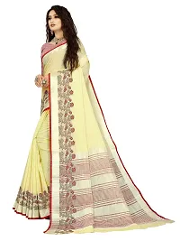 Vastra Yellow color Cotton linen blend saree with full original zari butta saree for woman-thumb1