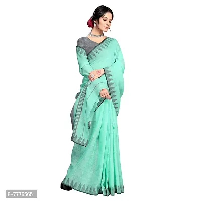 VASTRA - Factory Store Latest Trendy Design Woman Designer Cotton New Linen Women Saree (Green)-thumb4