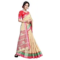 VASTRA-Factory Store BANARASI LINEN beige SAREE COMES WITH LINEN SILVER BUTTA DESIGN-thumb3