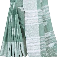 VASTRA-Factory Store BANARASI LINEN Light Blue SAREE COMES WITH LINEN SILVER BUTTA DESIGN-thumb4