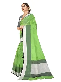 VASTRA Women's Banarasi Silk Saree With Un-stitched Blouse (Green)-thumb1