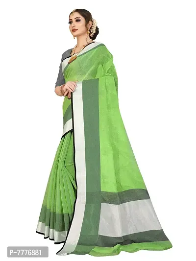 VASTRA Women's Banarasi Silk Saree With Un-stitched Blouse (Green)-thumb2