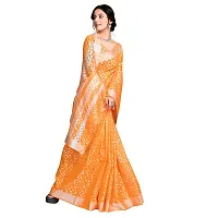 Vastra Factory Store Light Whigte Woman's Designer Silk New Linen Saree (Light Orange)-thumb3