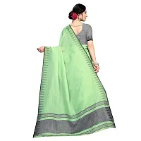 Vastra Factory Store Light Whigte Woman's Designer Silk New Linen Saree (Light Green With Border)-thumb2