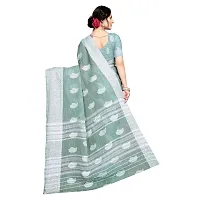 VASTRA-Factory Store BANARASI LINEN Light Blue SAREE COMES WITH LINEN SILVER BUTTA DESIGN-thumb3