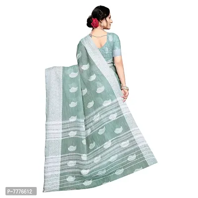 VASTRA-Factory Store BANARASI LINEN Light Blue SAREE COMES WITH LINEN SILVER BUTTA DESIGN-thumb4