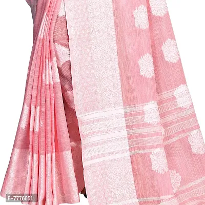 VASTRA-Factory Store BANARASI LINENpink SAREE COMES WITH LINEN SILVER BUTTA DESIGN-thumb4