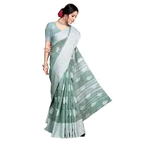 VASTRA-Factory Store BANARASI LINEN Light Blue SAREE COMES WITH LINEN SILVER BUTTA DESIGN-thumb2