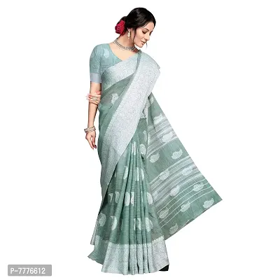 VASTRA-Factory Store BANARASI LINEN Light Blue SAREE COMES WITH LINEN SILVER BUTTA DESIGN-thumb3