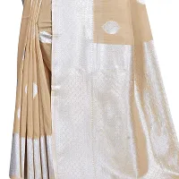 VASTRA-Factory Store Woven Banarasi Cotton Linen Blend Saree (Chiku)-thumb4