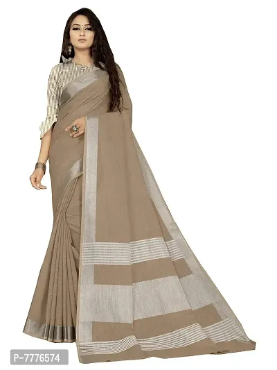 Vastra Brown color silk blend saree with full original zari butta saree with blouse piece-thumb0