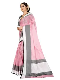 VASTRA Women's Banarasi Silk Saree With Un-stitched Blouse (Pink)-thumb1