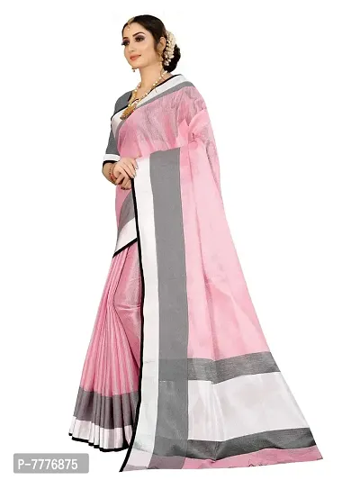 VASTRA Women's Banarasi Silk Saree With Un-stitched Blouse (Pink)-thumb2