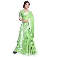 VASTRA-Factory Store BANARASI LINEN light green SAREE COMES WITH LINEN SILVER BUTTA DESIGN-thumb1