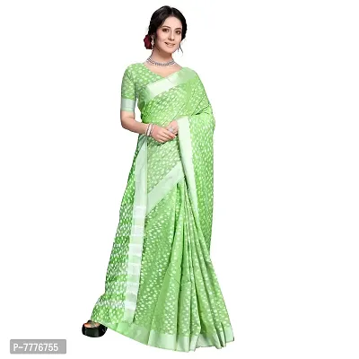 VASTRA-Factory Store BANARASI LINEN light green SAREE COMES WITH LINEN SILVER BUTTA DESIGN-thumb2