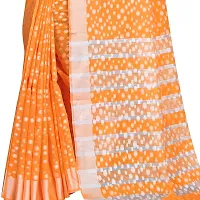 Vastra Factory Store Light Whigte Woman's Designer Silk New Linen Saree (Light Orange)-thumb4