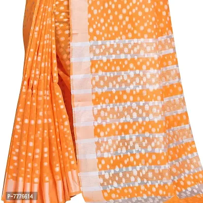 Vastra Factory Store Light Whigte Woman's Designer Silk New Linen Saree (Light Orange)-thumb5