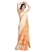 VASTRA-Factory Store BANARASI LINENorange SAREE COMES WITH LINEN SILVER BUTTA DESIGN-thumb4