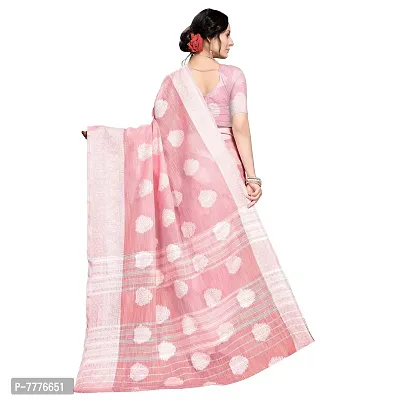 VASTRA-Factory Store BANARASI LINENpink SAREE COMES WITH LINEN SILVER BUTTA DESIGN-thumb3